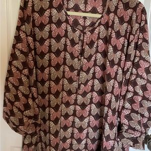 Gucci 100% Silk Blouse with Butterfly Design